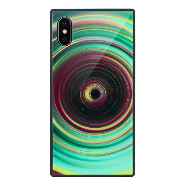 Concentric Vibes, Green - Tempered Glass Phone Case