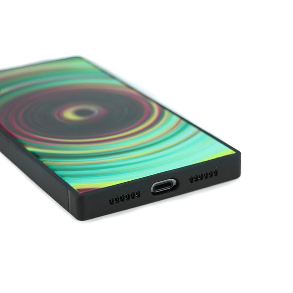 Concentric Vibes, Green - Tempered Glass Phone Case
