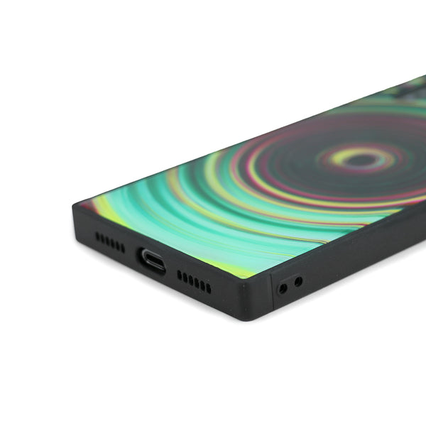 Concentric Vibes, Green - Tempered Glass Phone Case