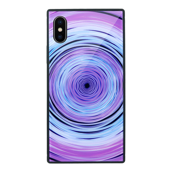 Concentric Vibes, Purple - Tempered Glass Phone Case
