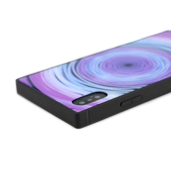 Concentric Vibes, Purple - Tempered Glass Phone Case