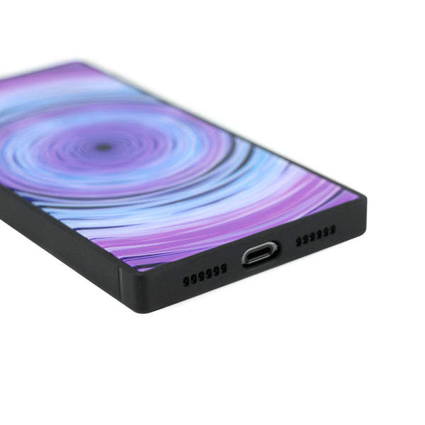 Concentric Vibes, Purple - Tempered Glass Phone Case