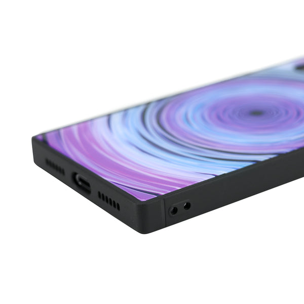Concentric Vibes, Purple - Tempered Glass Phone Case