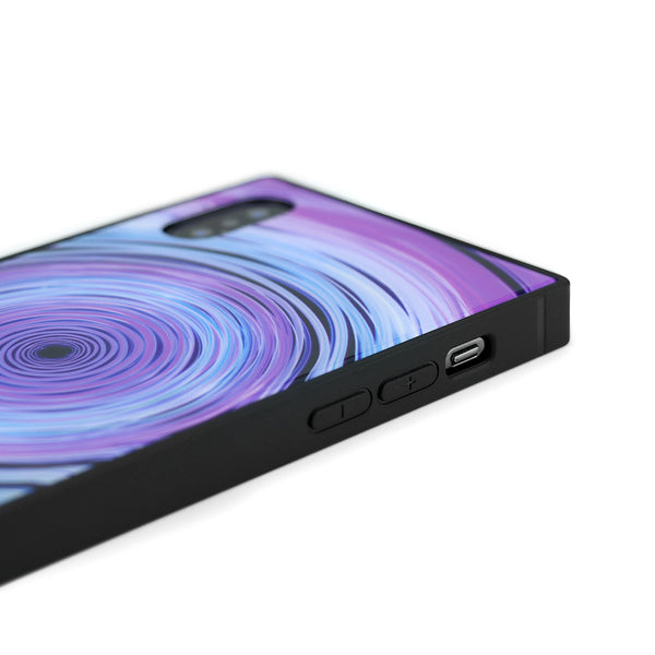 Concentric Vibes, Purple - Tempered Glass Phone Case