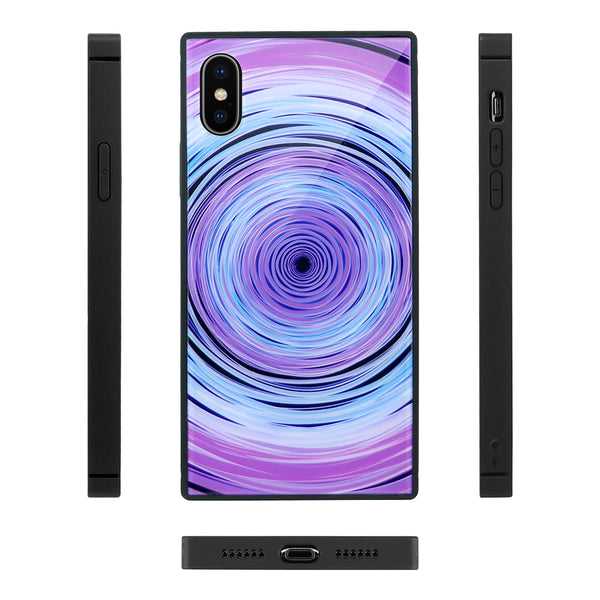Concentric Vibes, Purple - Tempered Glass Phone Case