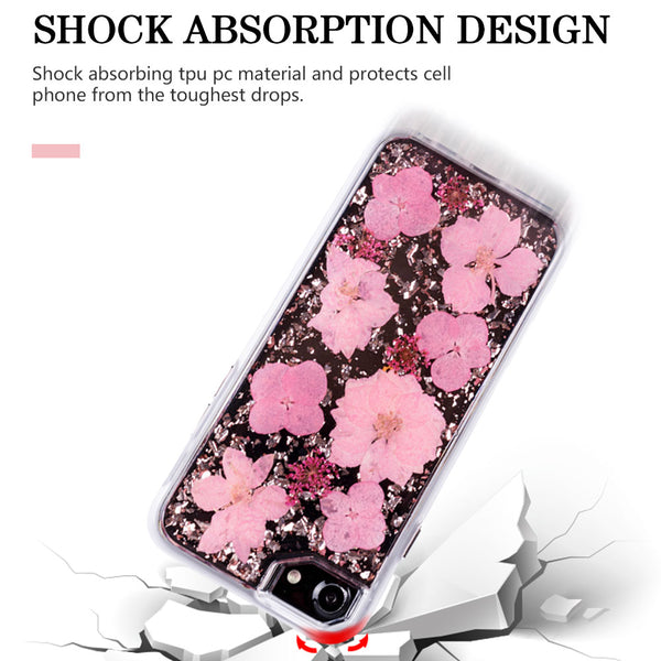 Golden Pink Flowers, Floral Case | Made with Genuine Flowers