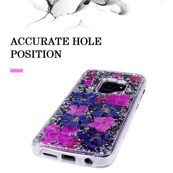 Silver Purple Flowers, Floral Case | Made with Genuine Flowers