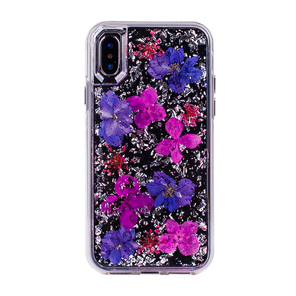 Silver Purple Flowers, Floral Case | Made with Genuine Flowers