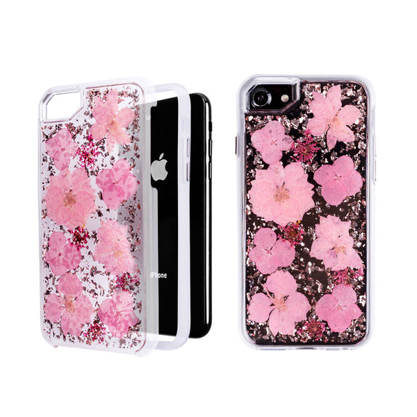 Golden Pink Flowers, Floral Case | Made with Genuine Flowers