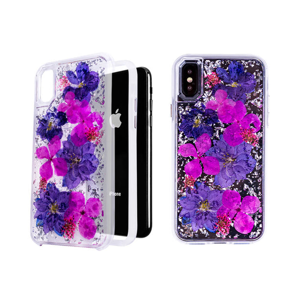 Silver Purple Flowers, Floral Case | Made with Genuine Flowers