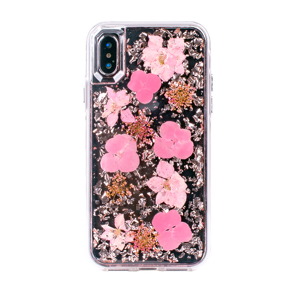 Golden Pink Flowers, Floral Case | Made with Genuine Flowers