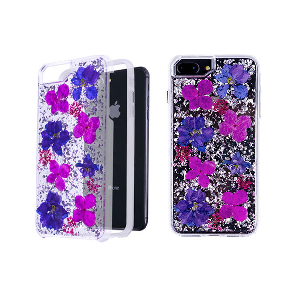 Silver Purple Flowers, Floral Case | Made with Genuine Flowers