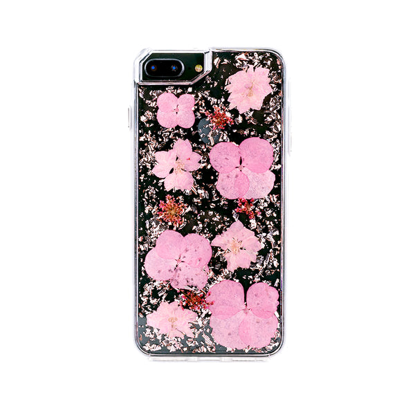 Golden Pink Flowers, Floral Case | Made with Genuine Flowers