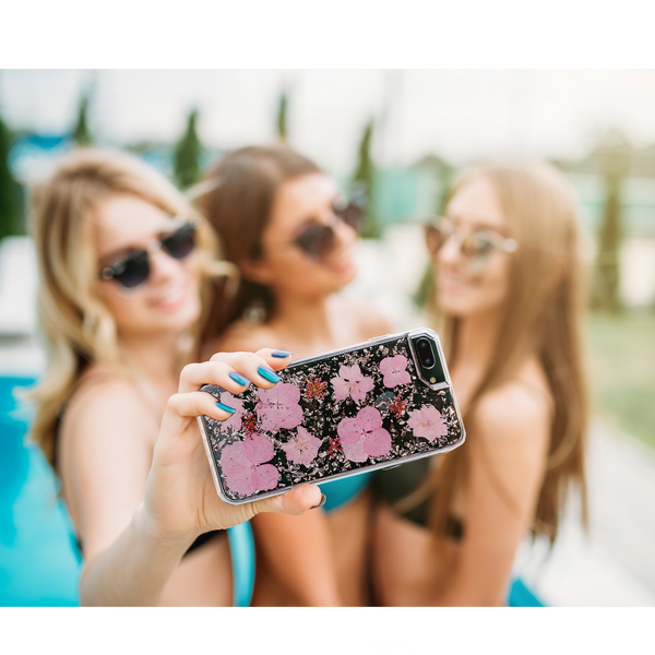 Golden Pink Flowers, Floral Case | Made with Genuine Flowers