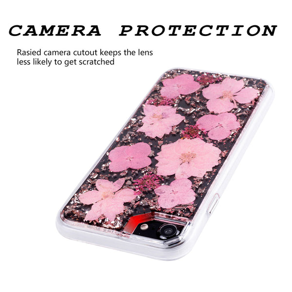 Golden Pink Flowers, Floral Case | Made with Genuine Flowers
