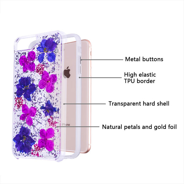 Silver Purple Flowers, Floral Case | Made with Genuine Flowers