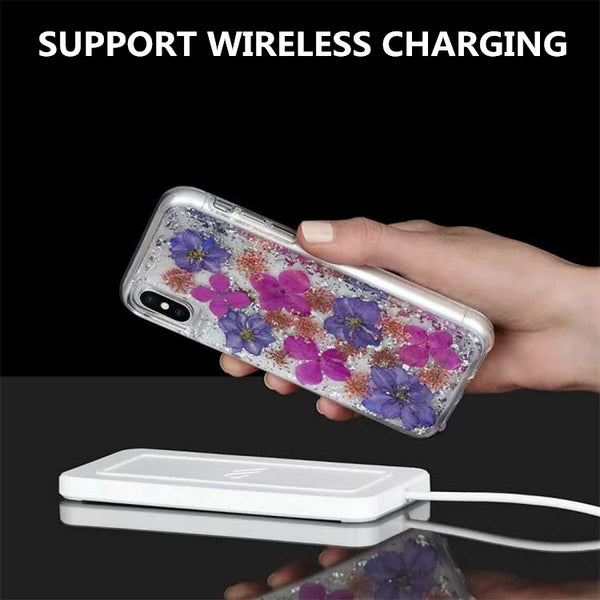 Silver Purple Flowers, Floral Case | Made with Genuine Flowers