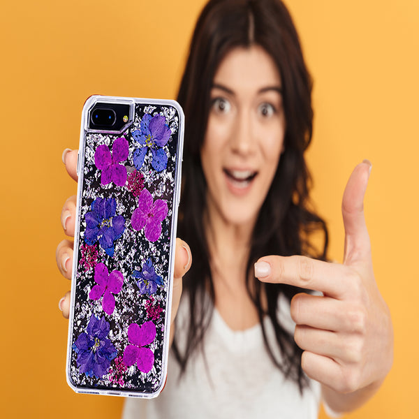 Silver Purple Flowers, Floral Case | Made with Genuine Flowers