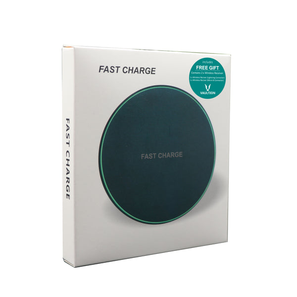 QI Ultra Slim Fast Wireless Charging Pad | Black | iPhone & Android Micro-B Port receivers included