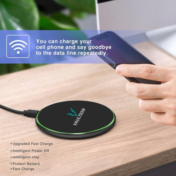 QI Ultra Slim Fast Wireless Charging Pad | Black | iPhone & Android Micro-B Port receivers included