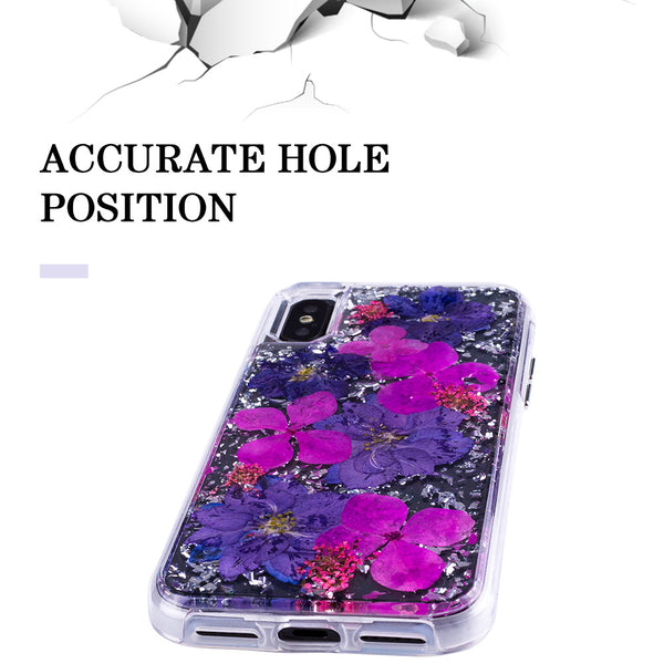 Silver Purple Flowers, Floral Case | Made with Genuine Flowers