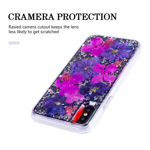 Silver Purple Flowers, Floral Case | Made with Genuine Flowers